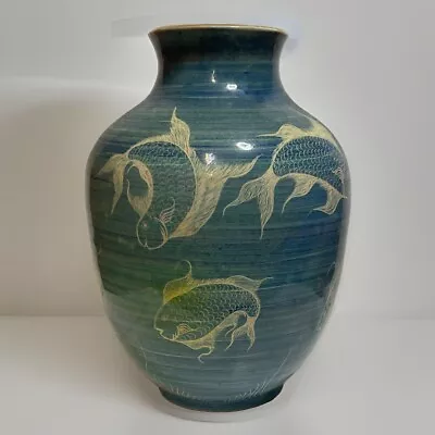 Buy Unusual Studio Pottery Vase Koi Carp Fish Signed Dizayn 74 • 49.99£