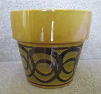 Buy Unused Vintage 1970s Brixham Pottery Mustard Green Swirl Plant Pot Planter • 15.99£