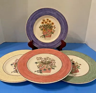 Buy Wedgwood Sarah's Garden Floral  Queen's Ware Salad Plates BLUE GREEN YELLOW PINK • 46.60£