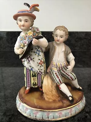 Buy German Sitzendorf Porcelain Figurine, Girl & Boy. Vintage Hand Painted • 95£