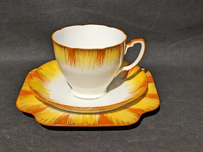 Buy Vintage  GRAFTON CHINA  Tea Cup, Saucer & Side Plate Trio, White/Orange/Yellow • 14.95£