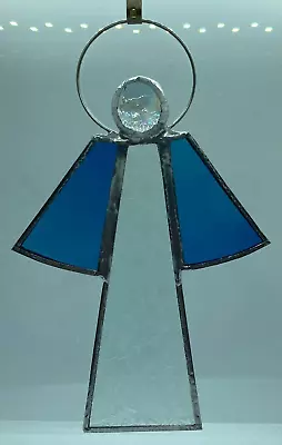 Buy F195 Stained Glass Suncatcher Hanging Angel Christmas 15cm Clear Texture Blue • 8.50£