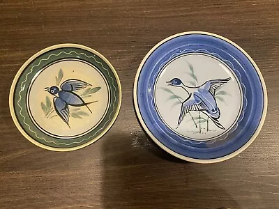 Buy Vintage Holkham Pottery Blue Bird Pin Dish And Plate. • 17.50£