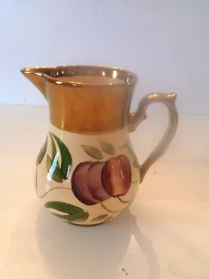 Buy Colorful Vintage Wade Harvest Ware Pitcher With Gold Lustre And Fruits • 18.63£