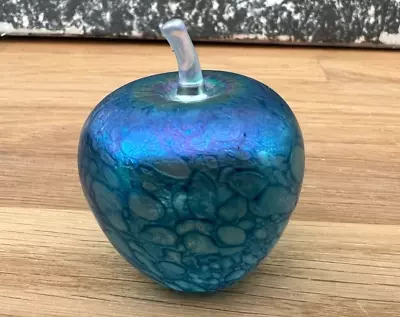 Buy HERON GLASS Iridescent Blue Apple   - 4 Cm Dia Hand Made • 18£