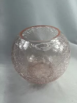 Buy Pink Crackle Glass Globe Shaped Bowl Vase 5 1/2 Inches Tall • 11.18£