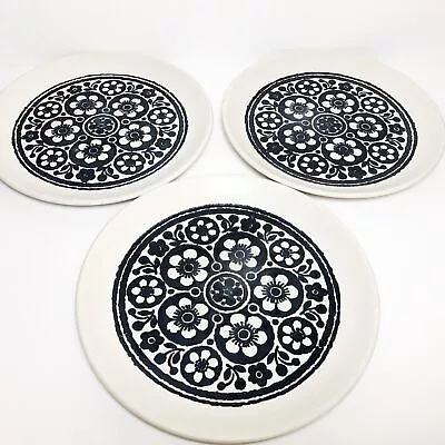 Buy Biltons Tableware Dinner Plates Set 3 Stoneware Made UK Daisy Navy Blue MCM • 23.33£
