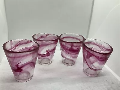 Buy Kosta Boda  Tumblers Pink/Cranberry  Swirl Set Of 4 • 102.51£