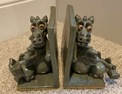 Buy Studio Pottery Dragon Bookends 1980s • 50£