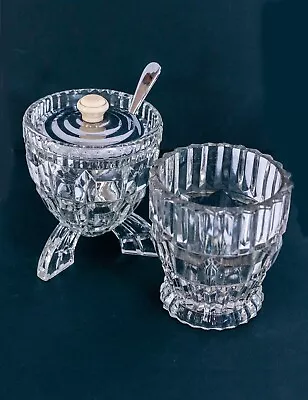 Buy Vintage Cut Glass Preserve/jam Pot With Silver Plated Lid/spoon And Sugar Pot • 10£