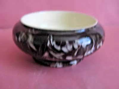 Buy MACINTYRE HEAVY ROUND POTTERY OPEN SALT CELLAR W/MARBLELIZED BROWN DECORATION • 37.27£