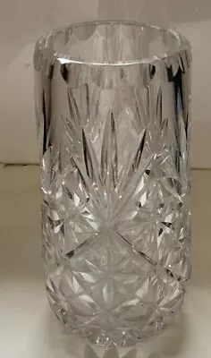 Buy Signed Duet Cross Cut Crystal Glass Flower Vase 7'' • 20.50£