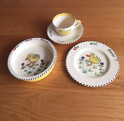 Buy VINTAGE CHARLOTTE RHEAD 4 PIECE SET PLATE/DISH/CUP/SAUCER Who Said Dinner • 50£