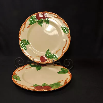 Buy Franciscan Apple Set 2 Luncheon Plates 9 5/8  Red Green Brown 1958-1966 TV Mark • 46.58£