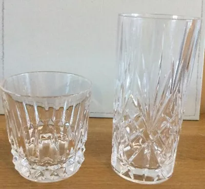 Buy 2 Vintage LONGCHAMPS 24% Cut Crystal D'Arques  Short & Tall Tumblers FREE P&P • 12.99£