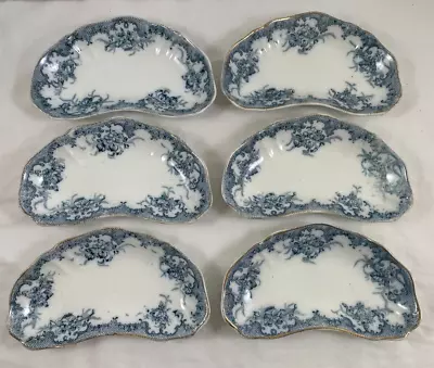 Buy Furnivals Versailles Blue Bone Plate Dish Gold Edge Set Of 6 England Antique • 93.19£