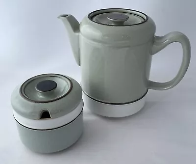 Buy Vintage 1970s Denby Romance Green Aqua Coffee Pot And Lidded Sugar Bowl • 24£