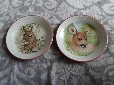 Buy Purbeck Pottery Plates X2, I Decorated With Rabbit , 1 Fawn.  Stoneware.  • 7£