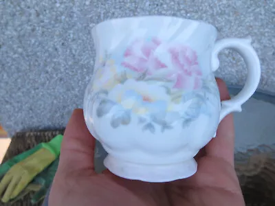 Buy Vintage Queen’s China White & Pink Flowers Footed Bone China Mug Staffordshire • 4.99£