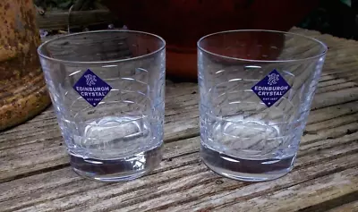 Buy 2 X EDINBURGH Crystal SKIBO Cut Whisky Glasses / Tumblers ~ Signed • 14.99£