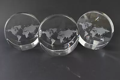 Buy Tiffany & Co Glass Circular Paperweight Etched With Map Of The World Bundle • 49.99£