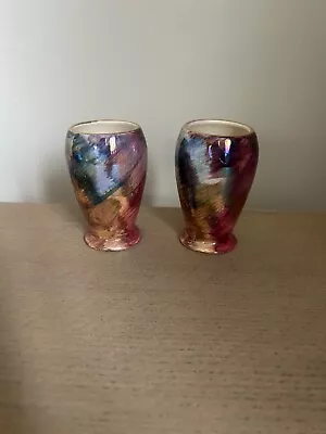 Buy 2 Vintage Old Court Ware Iridescent Lustre Posy Vases • 10£