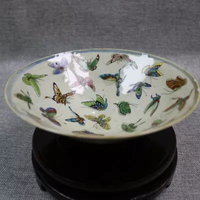 Buy Chinese Famille Rose Porcelain Hand Painted Butterfly Design Big Bowl 6.9 Inch • 26.62£