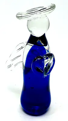 Buy STUDIO ART GLASS COBALT BLUE AND CLEAR ANGEL PRAYING   7  By 3  • 22.41£