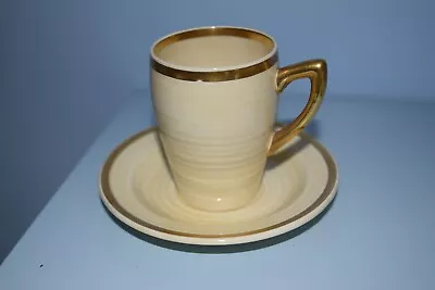 Buy A Clarice Cliff Lynton Coffee Can & Saucer  Gold Banded  1933 • 55£