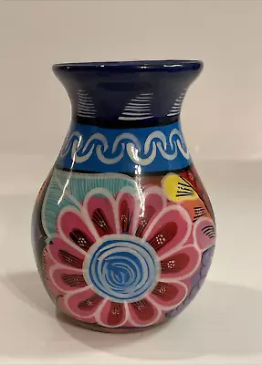 Buy Talavera Pottery Vase Isadora Mexican Folk Art Hand Painted Red Clay Signed • 13.04£