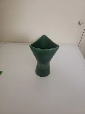 Buy Dartmouth Devon Pottery Vase Triangle 7` Tall Green Glaze • 3.99£