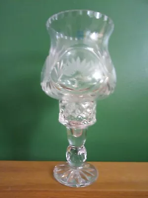 Buy Preowned Vintage Polish Large 2 Section Etched Crystal Glass Candle Holder Lamp • 12£