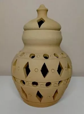 Buy Studio Pottery Lantern Tea Light Holder Unglazed Lidded • 18£
