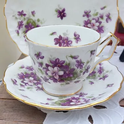 Buy Vintage Aynsley Violette Teacup Trio Cup Saucer Plate • 17.99£