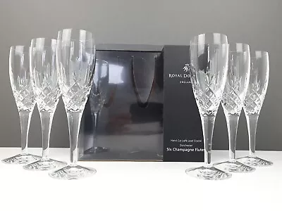 Buy 6 X Royal Doulton Dorchester Flute Champagne Prosecco Crystal Glasses Signed • 64.99£
