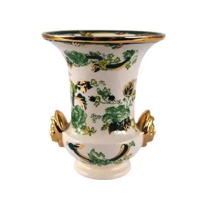 Buy Mason's Ironstone Chartreuse Urn Or Small Vase Green & Gold Mask Head Handles • 30£
