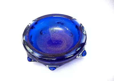 Buy Murano  Venetian  Archimede  Seguso Blue And Gold  Art  Glass  Bowl  Vase • 75£
