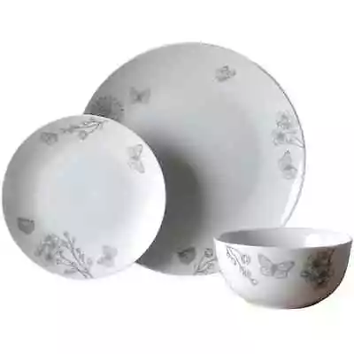Buy 12 Piece Dinner Set White Porcelain Crockery Plates Bowls Food Service Set Of 4 • 44.95£