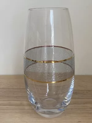 Buy Michael Wainwright Pottery Clear Glass Vase 10  Silver & Gold Crackle Glaze • 41£