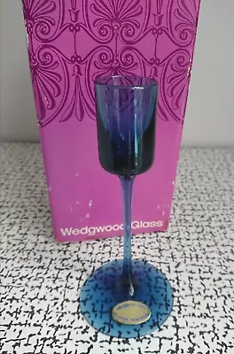 Buy 70s Vintage Wedgwood Blue Glass Brancaster Candlestick R Stennett Wilson Boxed • 35£