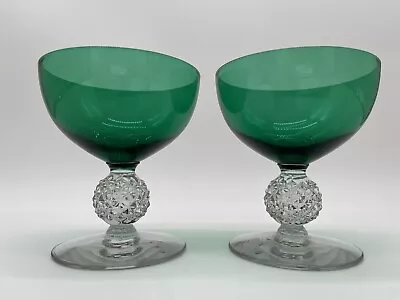 Buy Pair 1930’s Morgantown Golf Ball Green Champagne Coupes  • 32.62£
