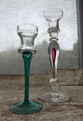 Buy 2 X Vintage Mid Century Glass Candlesticks,Langham  & Wedgwood ? • 15£