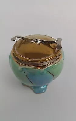 Buy Vintage Royal Winton Blue And Green Lustre Sugar Cube Bowl Pot With Tongs • 9.99£