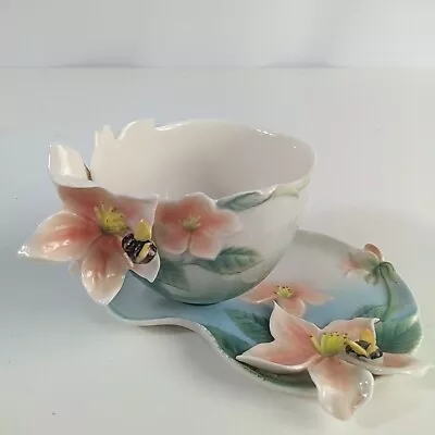 Buy Franz Bee Cup & Saucer FZ00036 Apple Blossom • 33.56£