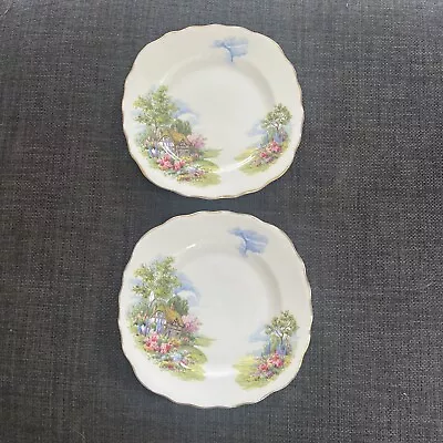 Buy Royal Vale Bone China Cake Plate, Country Cottage Scene, Homestead , 1960s • 9.99£