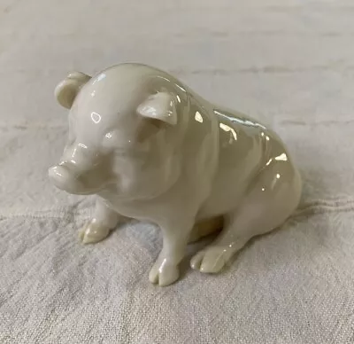 Buy Vintage Belleek Pig Figurine Piglet Green Mark Ireland 4” Yellow Lusterware • 12.66£