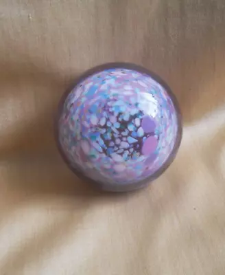 Buy Vintage Glass Paperweight With Mottled Pink, Blue, Cream And Pale Green Blobs • 7.99£