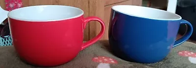 Buy 2 X Tesco Large Mugs Blue Red Coffee Tea Cups • 9.99£