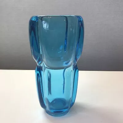 Buy Sklo Union Art Glass Vase Azura Blue Czech MCM 17.5cm High • 29.99£