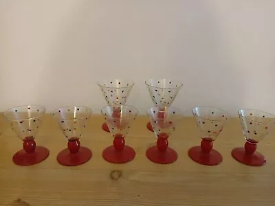 Buy Vintage Art Deco Shot Glasses Polkadot Modernist. C:-1930s. Small, Novelty • 29.99£